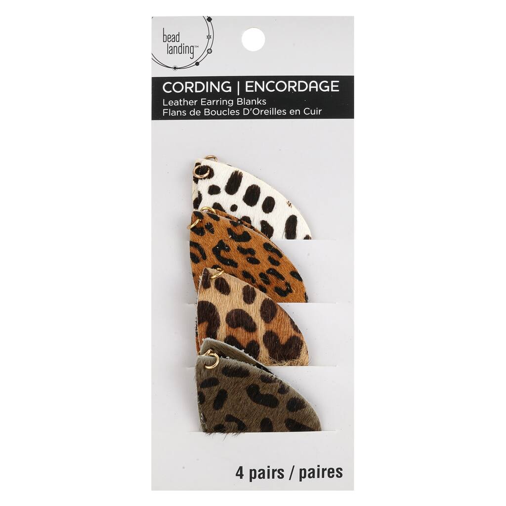 Imitation Leather Teardrop Pendants Leopard Print 4 Pieces LP015 